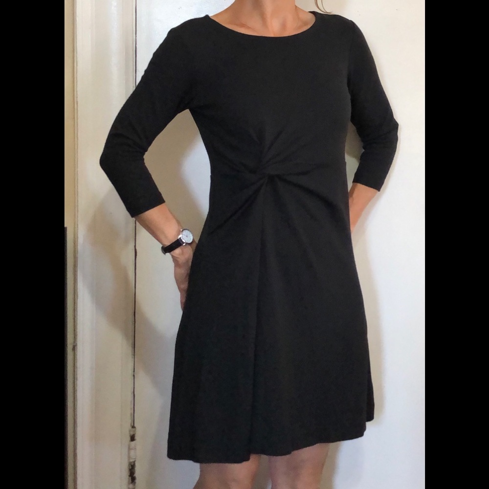 Ann Taylor Black knot-waist knit dress